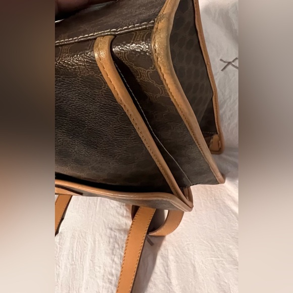 Vintage Celine Tote Handbag Triomphe Macadam Shoulder Purse Large Brown Purse - Picture 11 of 15